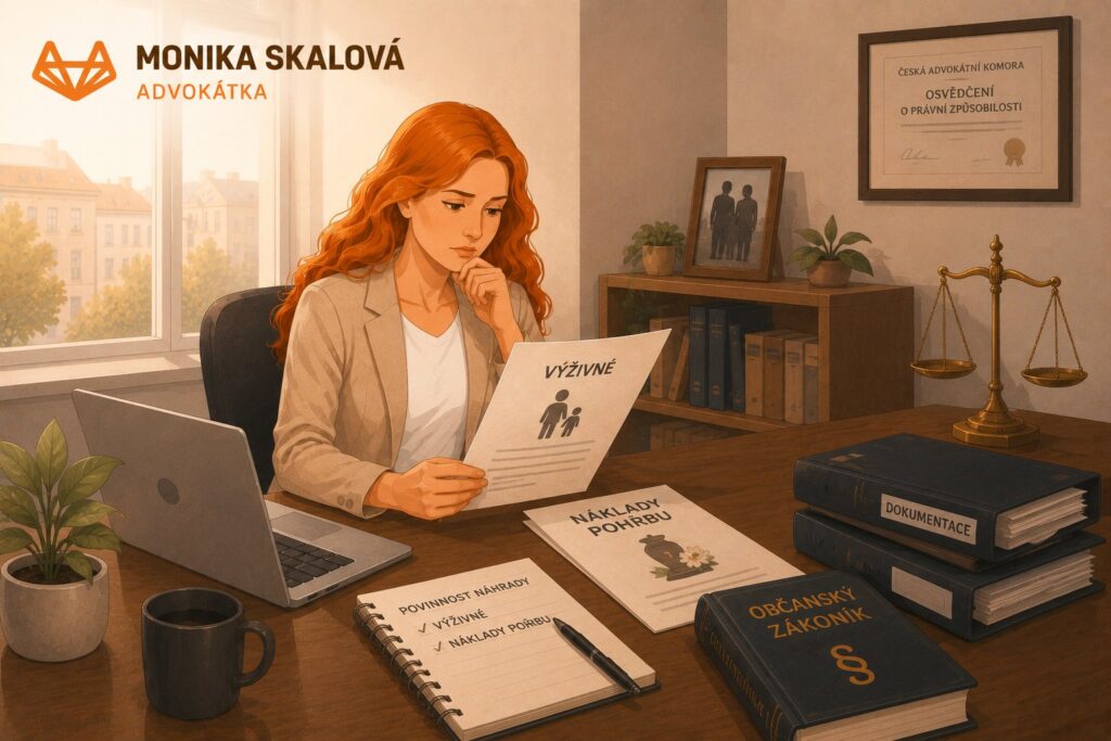 Advokátka Monika Skalová řeší náhradu výživného a nákladů pohřbu pro pozůstalé po dopravní nehodě