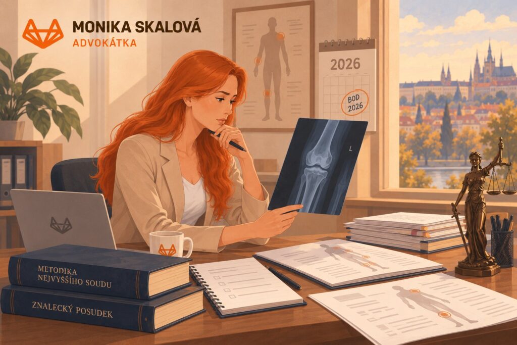 Advokátka Monika Skalová posuzuje výši bolestného podle hodnoty bodu 2026